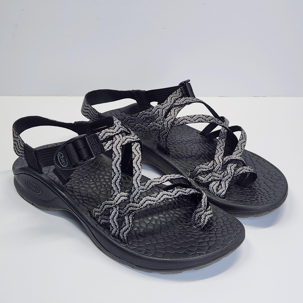 Chaco Updraft EcoTread X2 Sandals Womens Size 9 Black Gray Waves Hiking Trail